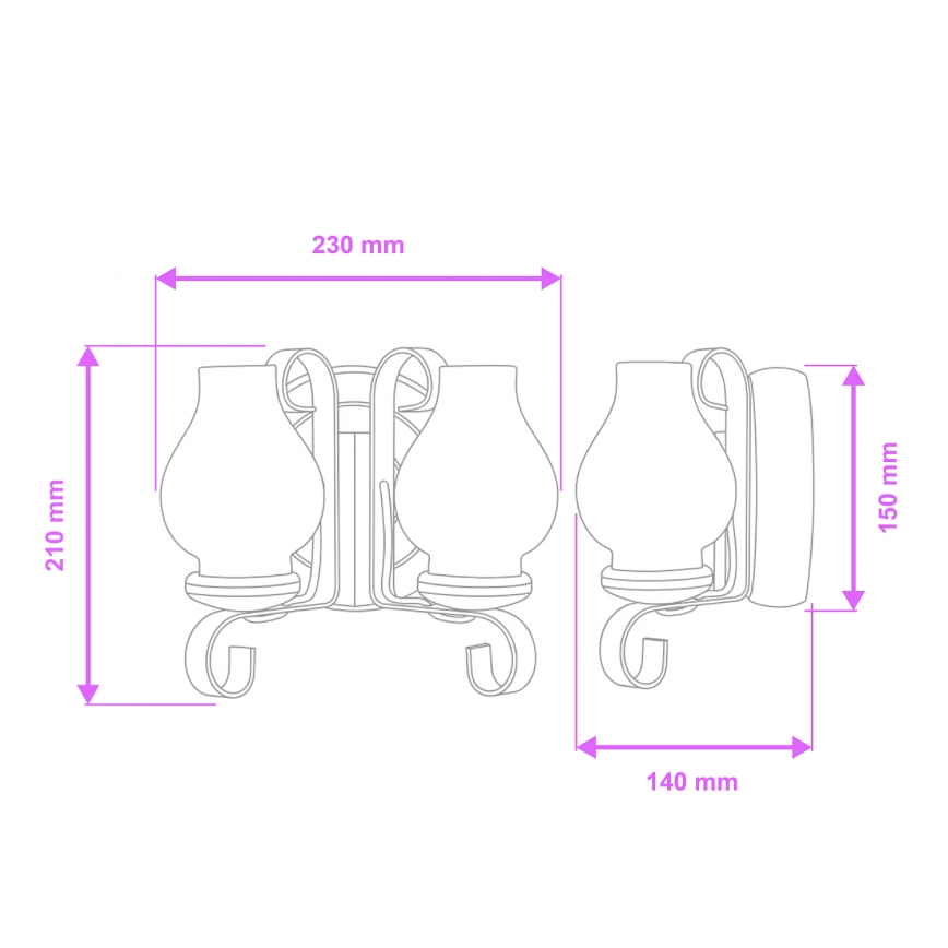 Brilagi - Væglampe ROATA APLICA 2xE14/40W/230V bøg/valnød