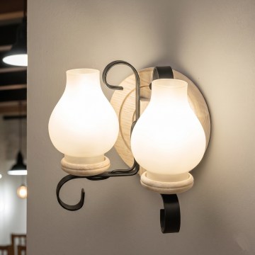 Brilagi - Væglampe ROATA APLICA 2xE14/40W/230V egetræ