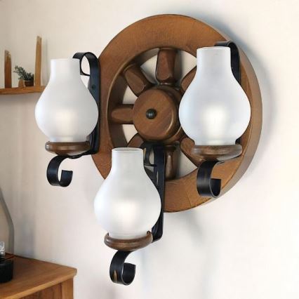 Brilagi - Væglampe ROATA APLICA 3xE14/40W/230V bøg/valnød