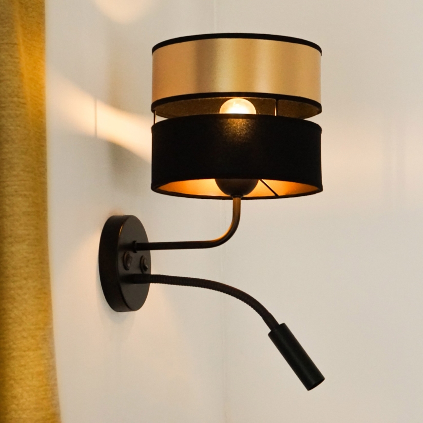 Brilagi - Væglampe ROYAL 1xE27/15W/230V + 1xG9/3W sort/guldfarvet