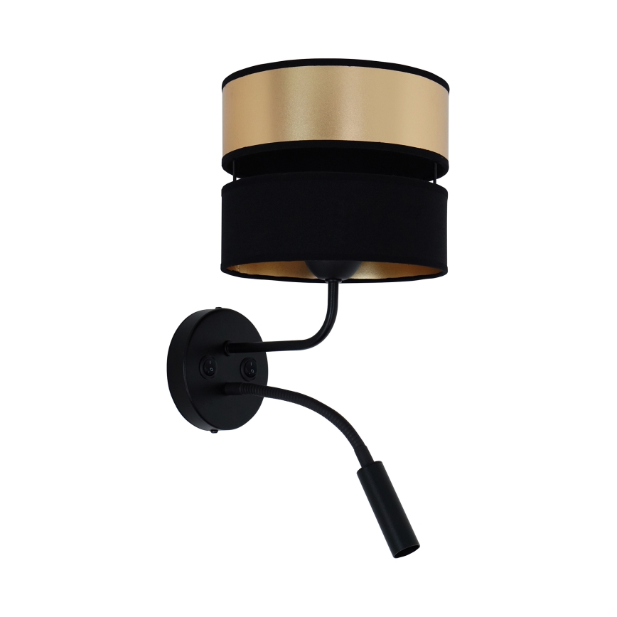 Brilagi - Væglampe ROYAL 1xE27/15W/230V + 1xG9/3W sort/guldfarvet