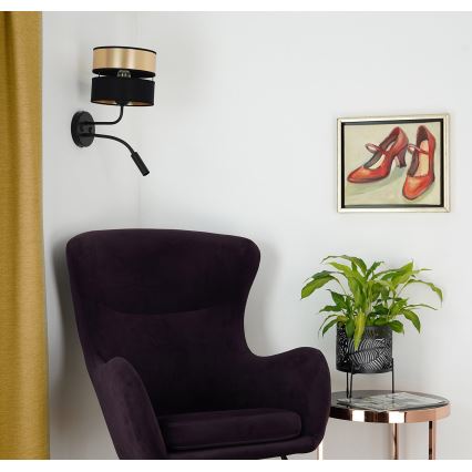 Brilagi - Væglampe ROYAL 1xE27/15W/230V + 1xG9/3W sort/guldfarvet