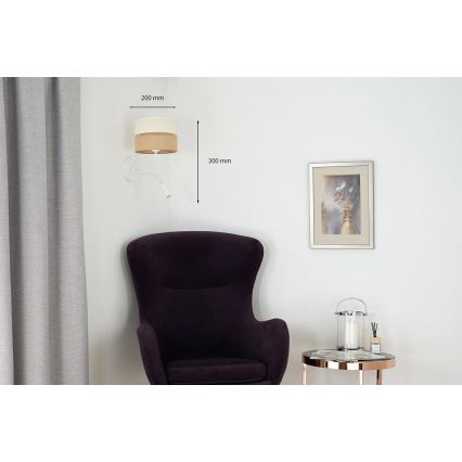Brilagi - Væglampe ROYAL YUTE 1xE27/15W/230V + 1xG9/6W beige/krem/hvid