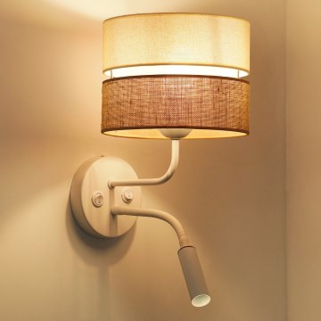 Brilagi - Væglampe ROYAL YUTE 1xE27/15W/230V + 1xG9/6W beige/cremefarvet/hvid