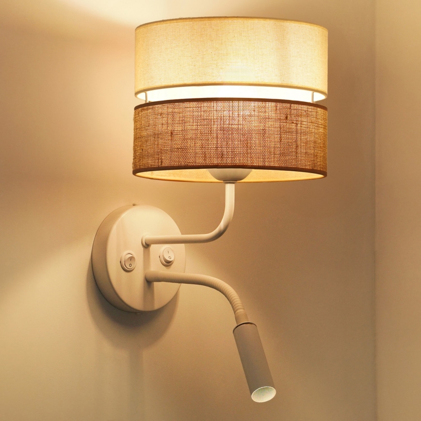 Brilagi - Væglampe ROYAL YUTE 1xE27/15W/230V + 1xG9/6W beige/cremefarvet/hvid