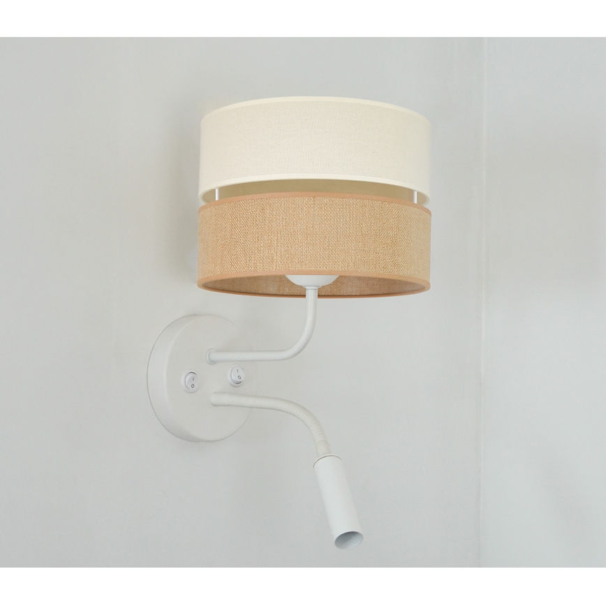Brilagi - Væglampe ROYAL YUTE 1xE27/15W/230V + 1xG9/6W beige/cremefarvet/hvid