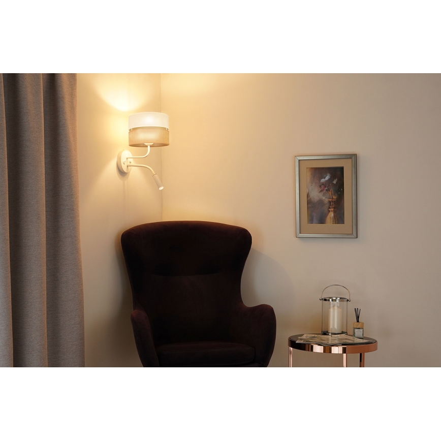 Brilagi - Væglampe ROYAL YUTE 1xE27/15W/230V + 1xG9/6W beige/cremefarvet/hvid