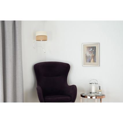 Brilagi - Væglampe ROYAL YUTE 1xE27/15W/230V + 1xG9/6W beige/cremefarvet/hvid