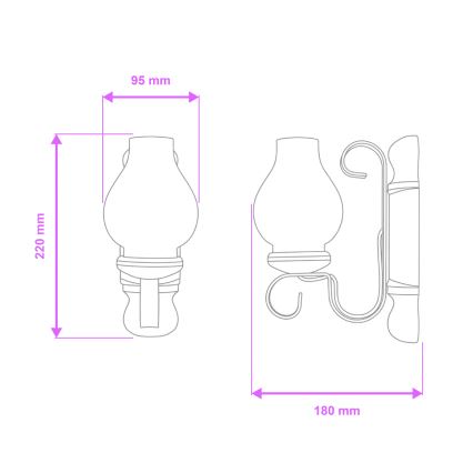 Brilagi - Væglampe RUSTIC 1xE14/40W/230V bøg/valnød