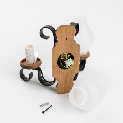 Brilagi - Væglampe RUSTIC 2xE14/40W/230V bøg