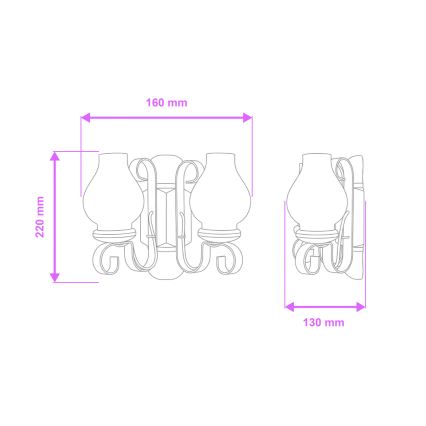 Brilagi - Væglampe RUSTIC 2xE14/40W/230V bøg