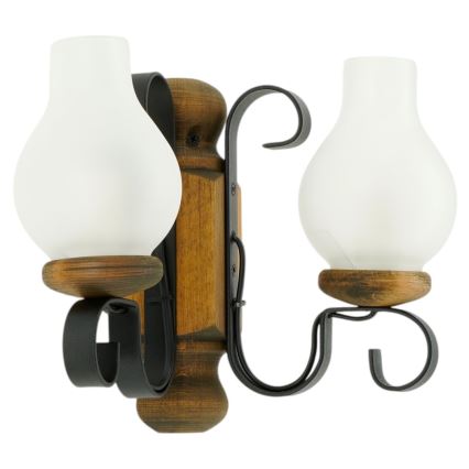 Brilagi - Væglampe RUSTIC 2xE14/40W/230V bøg/valnød