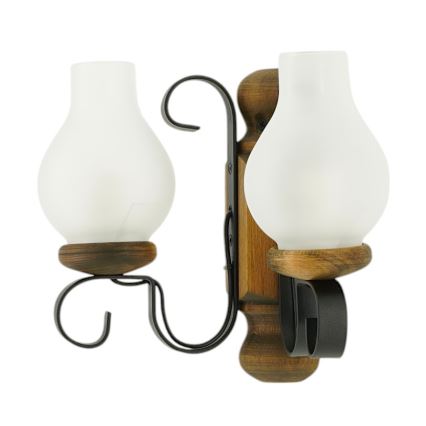 Brilagi - Væglampe RUSTIC 2xE14/40W/230V bøg/valnød