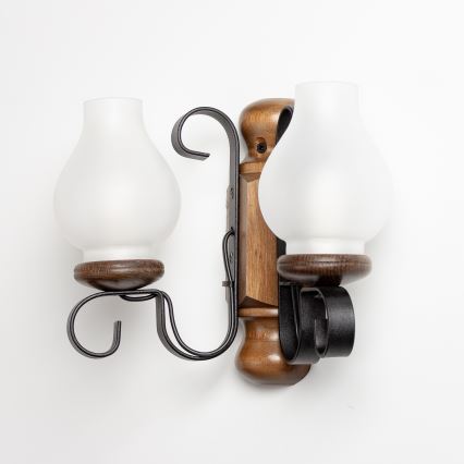 Brilagi - Væglampe RUSTIC 2xE14/40W/230V bøg/valnød