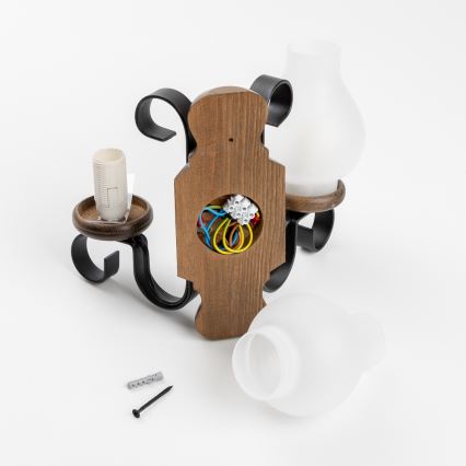 Brilagi - Væglampe RUSTIC 2xE14/40W/230V bøg/valnød