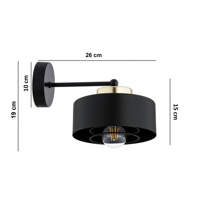 Brilagi - Væglampe SPRING 1xE27/60W/230V sort/guld