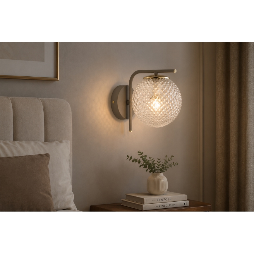 Brilagi - Væglampe STELLA 1xE27/60W/230V beige/guld