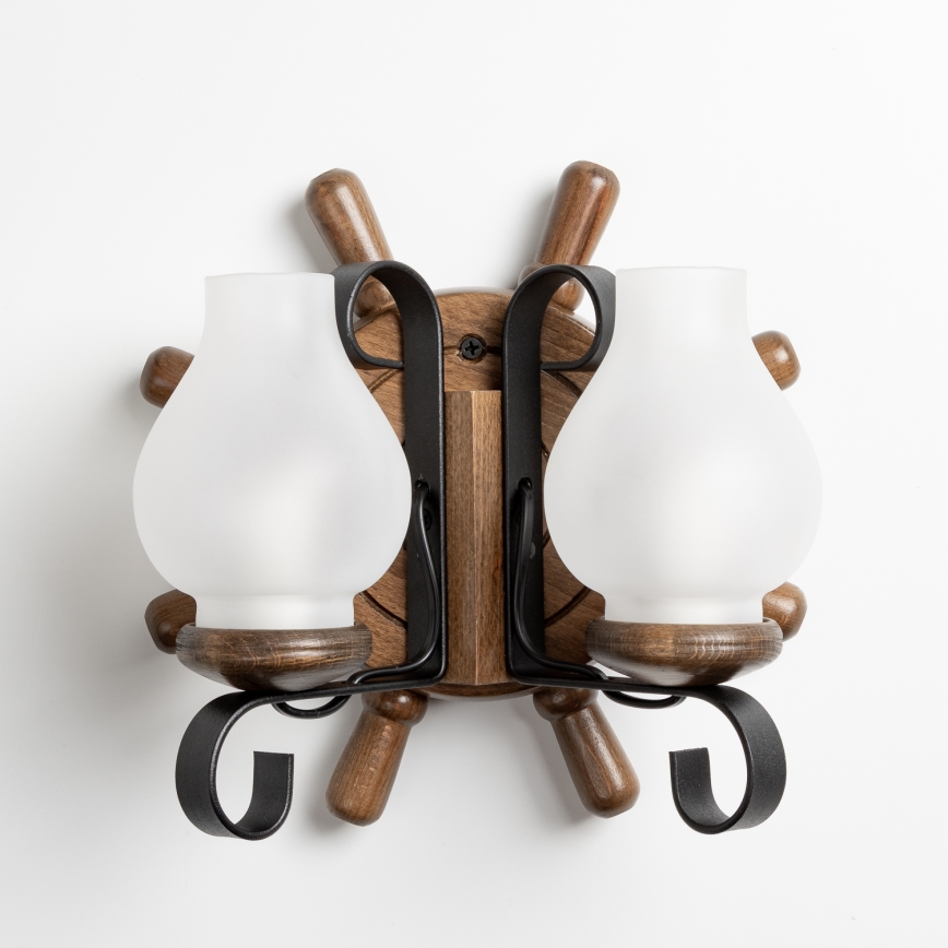 Brilagi - Væglampe TIMONA 2xE14/40W/230V bøg/valnød