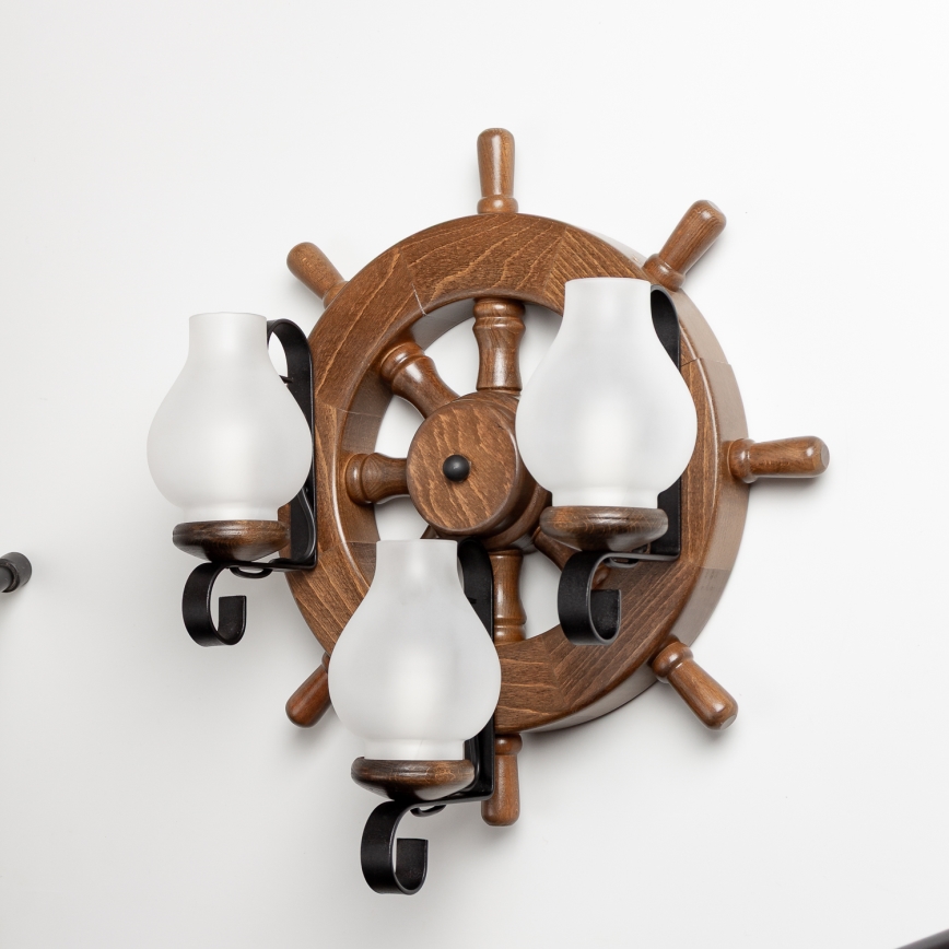 Brilagi - Væglampe TIMONA 3xE14/40W/230V bøg/valnød