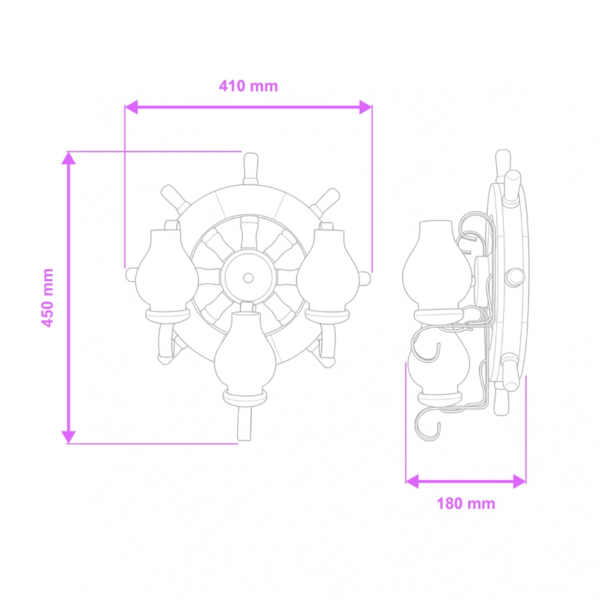 Brilagi - Væglampe TIMONA 3xE14/40W/230V bøg/valnød
