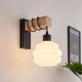 BRILAGI - Væglampe WOOD GLASS 1xE27/60W/230V fyrretræ/sort/hvid
