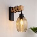 BRILAGI - Væglampe WOOD GLASS 1xE27/60W/230V fyrretræ/sort/røget beige