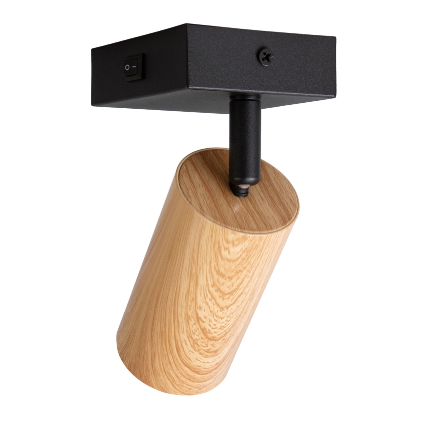 Brilagi - Væghængt spotlampe med afbryder SELE 1xGU10/30W/230V sort/eg-dekor