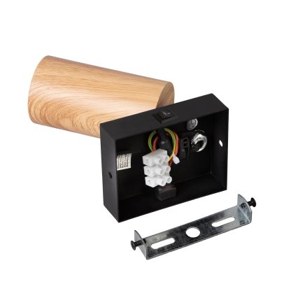 Brilagi - Væghængt spotlampe med afbryder SELE 1xGU10/30W/230V sort/eg-dekor