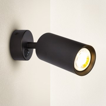 Brilagi - Vægmonteret spotlampe med afbryder SELE 1xGU10/30W/230V sort