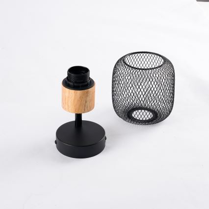 Brilagi - Vægspot BASKLITE 1xE27/15W/230V gummitræ/sort