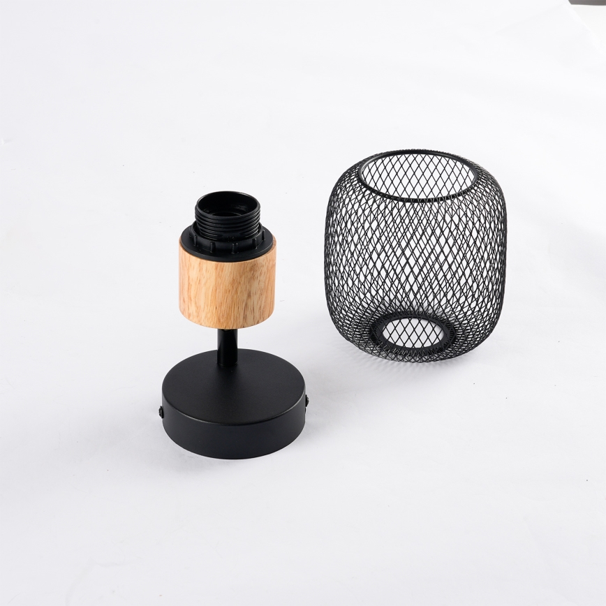 Brilagi - Vægspot BASKLITE 1xE27/15W/230V gummitræ/sort