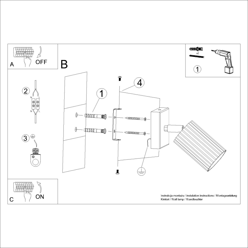 Brilagi - Vægspot CRESTO 1xGU10/10W/230V guldfarvet