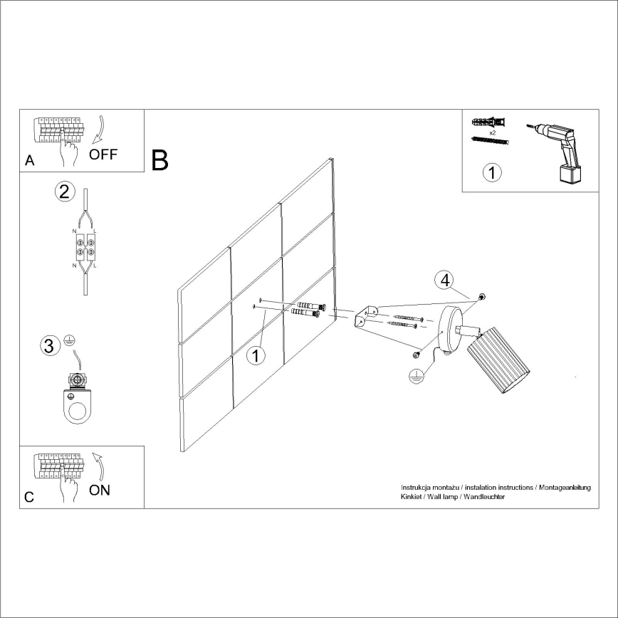 Brilagi - Vægspot CRESTO 1xGU10/10W/230V sort