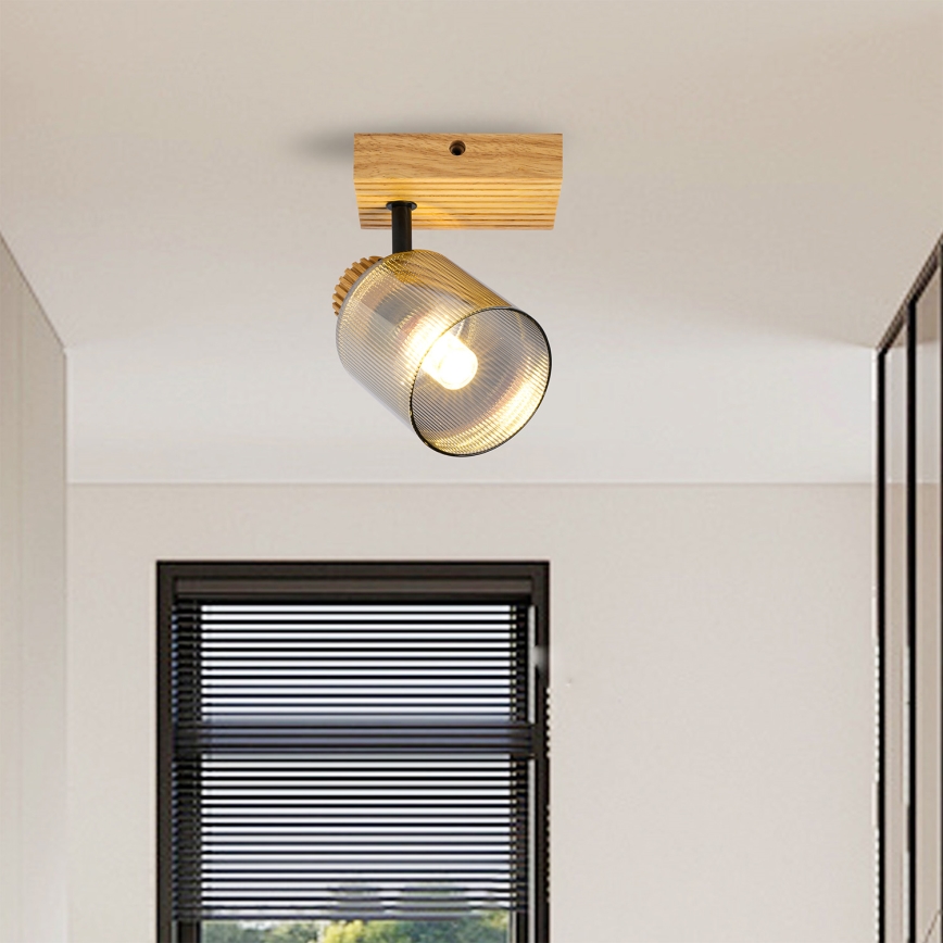 Brilagi - Vægspot HYGGE 1xE14/15W/230V gummitræ/røgfarvet