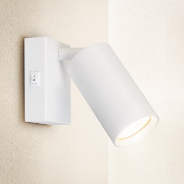 Brilagi - Vægspot med afbryder SELE 1xGU10/30W/230V hvid