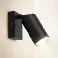 Brilagi - Vægspot med afbryder SELE 1xGU10/30W/230V sort/guld
