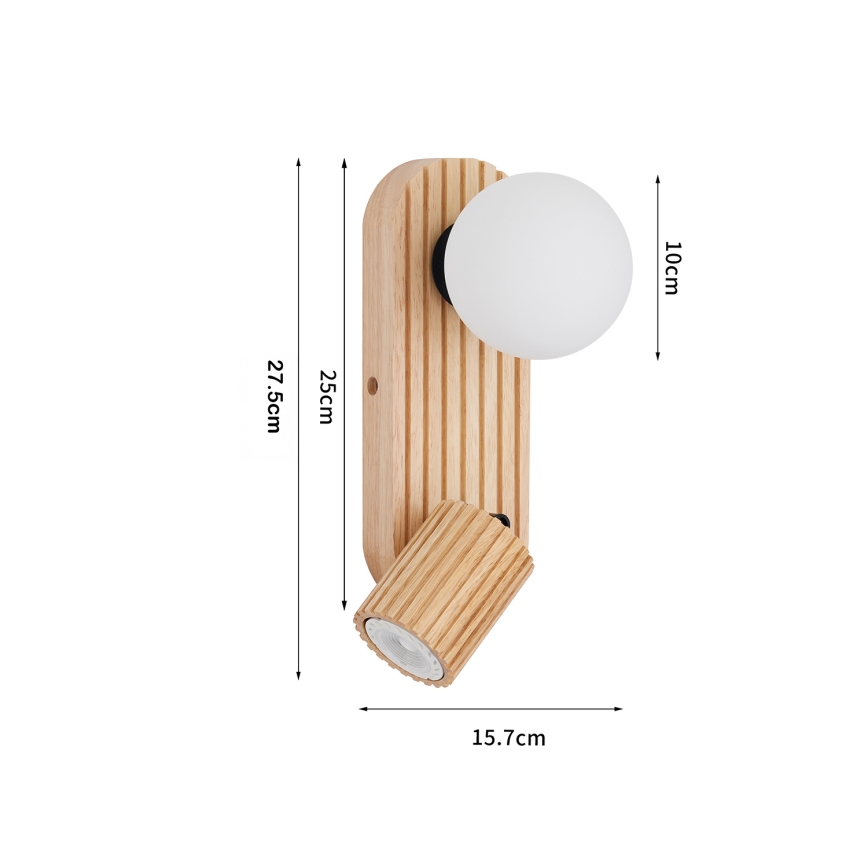 Brilagi - Vægmonteret spotlampe MODERN WOOD 1xG9/5W/230V + 1xGU10/8W i træ