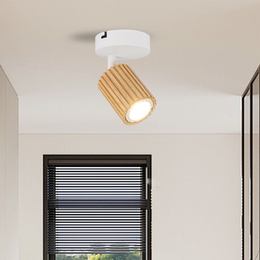 Brilagi - Vægspot MODERN WOOD 1xGU10/8W/230V træ/hvid