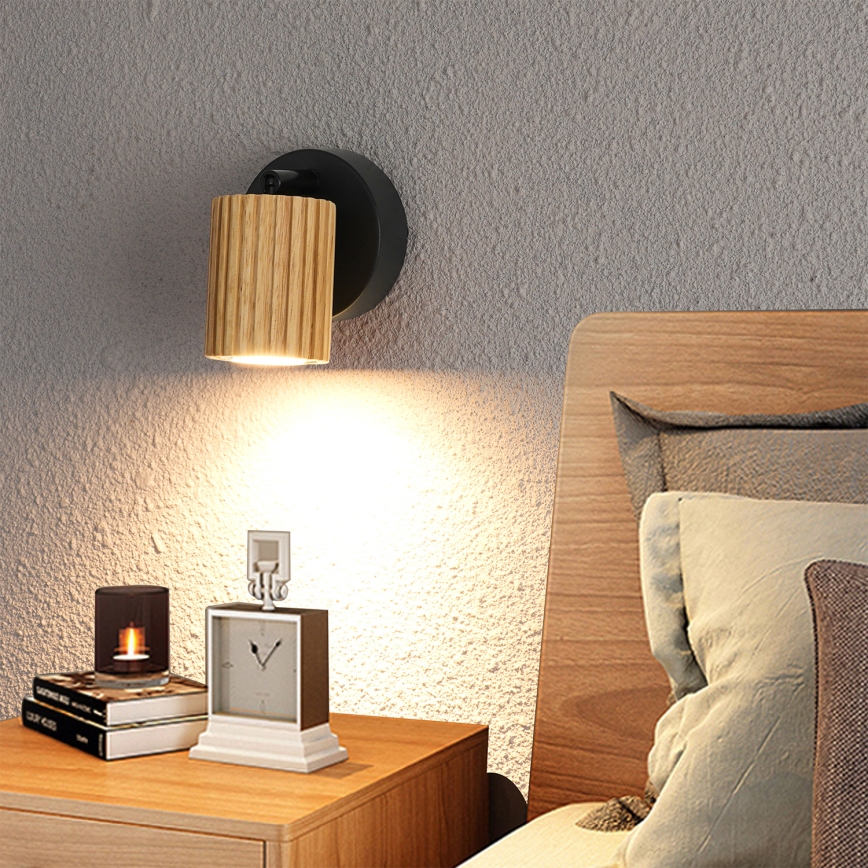 Brilagi - Vægspot MODERN WOOD 1xGU10/8W/230V træ/sort