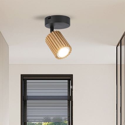 Brilagi - Vægspot MODERN WOOD 1xGU10/8W/230V træ/sort