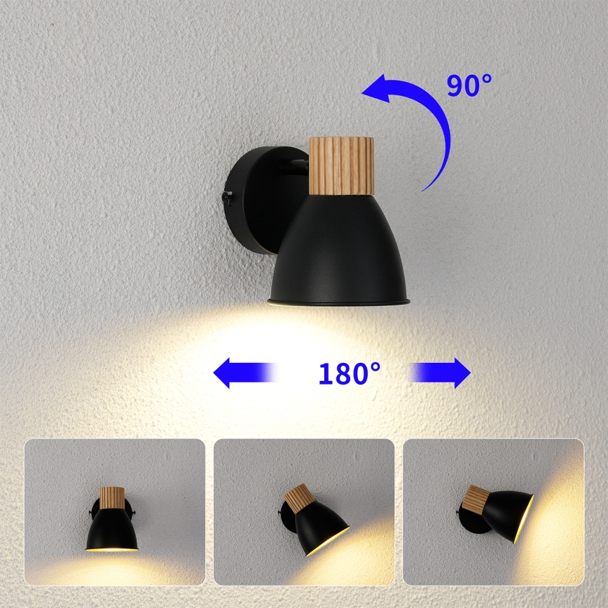 Brilagi - Vægspot ODENSE 1xE14/10W/230V træ/sort