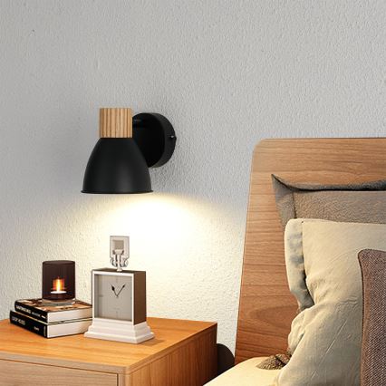 Brilagi - Vægspot ODENSE 1xE14/10W/230V træ/sort