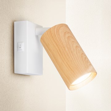 Brilagi - Vægspot SELE 1xGU10/30W/230V hvid/eg decor