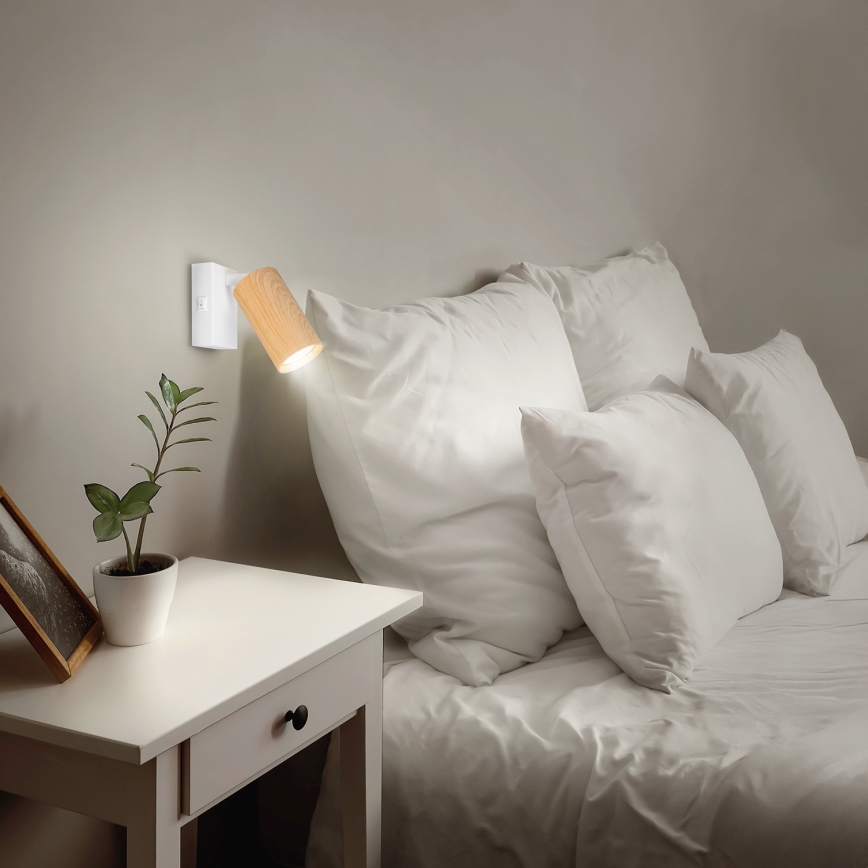 Brilagi - Vægspot SELE 1xGU10/30W/230V hvid/eg decor