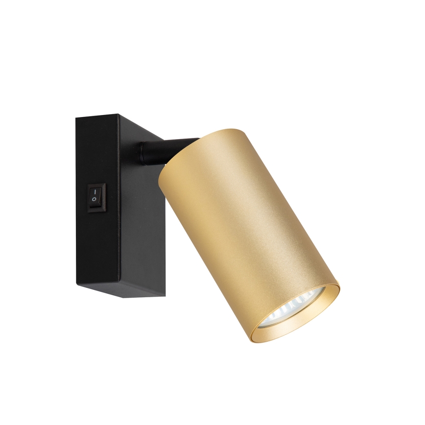Brilagi - Vægspot med afbryder SELE 1xGU10/30W/230V sort/guld