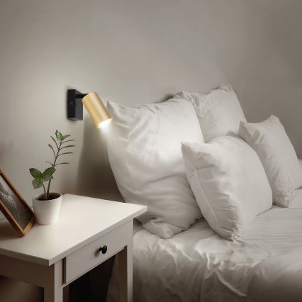 Brilagi - Vægspot SELE 1xGU10/30W/230V sort/guldfarvet