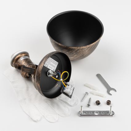 Brilagi - Vægspot TECHNO 1xE27/60W/230V bronze/patina