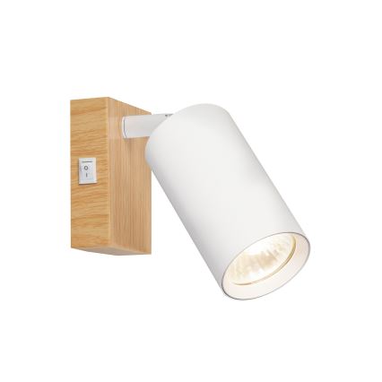 Brilagi - Væglampe med spot og afbryder SELE 1xGU10/30W/230V hvid/egedekor