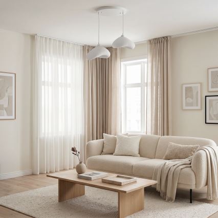 Brilagi - WABI SABI pendel på kabel 2xE27/40W/230V Ø 45 cm hvid