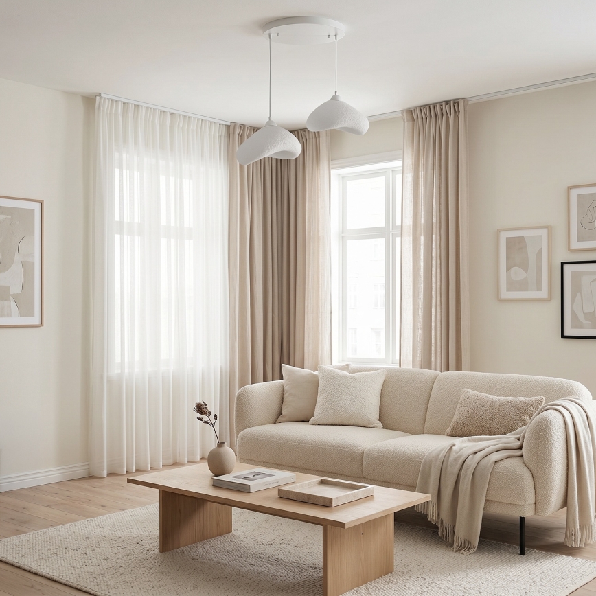 Brilagi - WABI SABI pendel på kabel 2xE27/40W/230V Ø 45 cm hvid